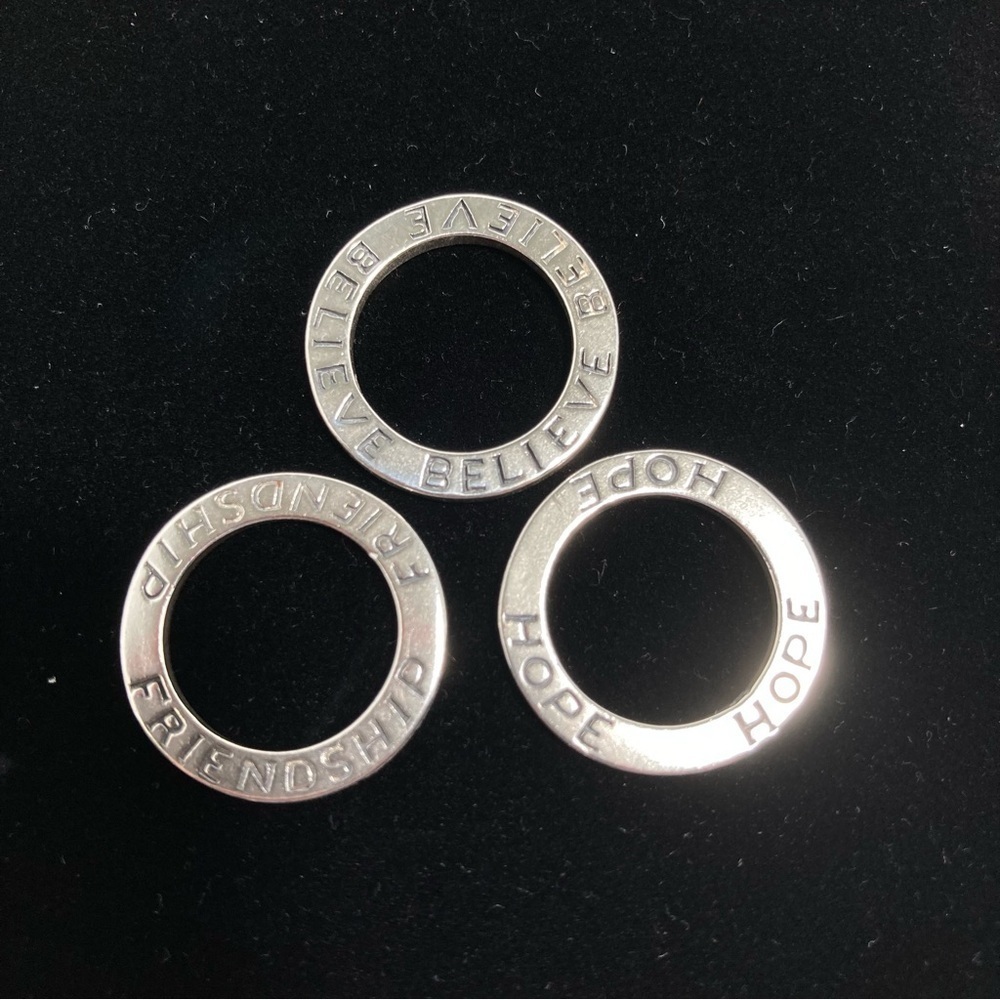 Silpada 3 circular Sterling Silver pendants Hope Believe Friendship - Picture 6 of 10